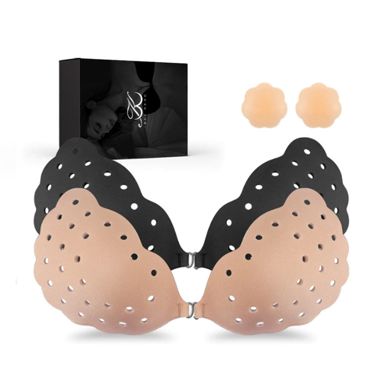 Sgiath draoidheachd àrd chàileachd Bra silicone strapless putadh suas gun chùl fèin-adhesive Sticky Pushup Bra Pushup do-fhaicsinneach