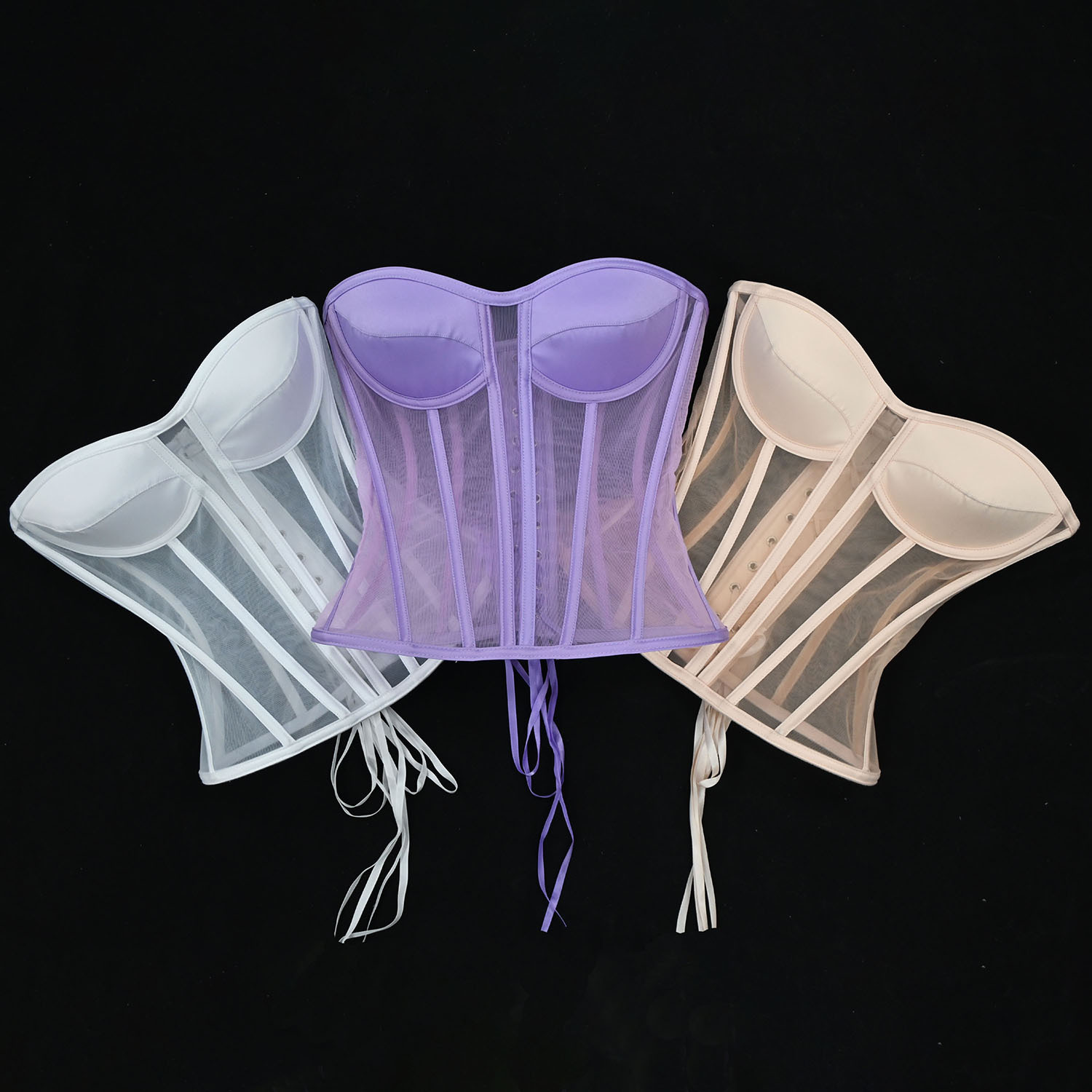 New Arrival Women Corset Sexy Cincher Through See Mesh Bustier 3D Fishbone Corset for Women Wedding Dress Women Shapers