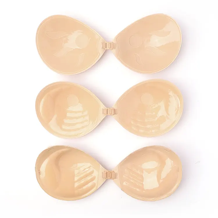  Spot Customizable Silicone Fabric Invisible Strapless Bra Reusable Pull & Gather Adhesive Solid Silicone Bra