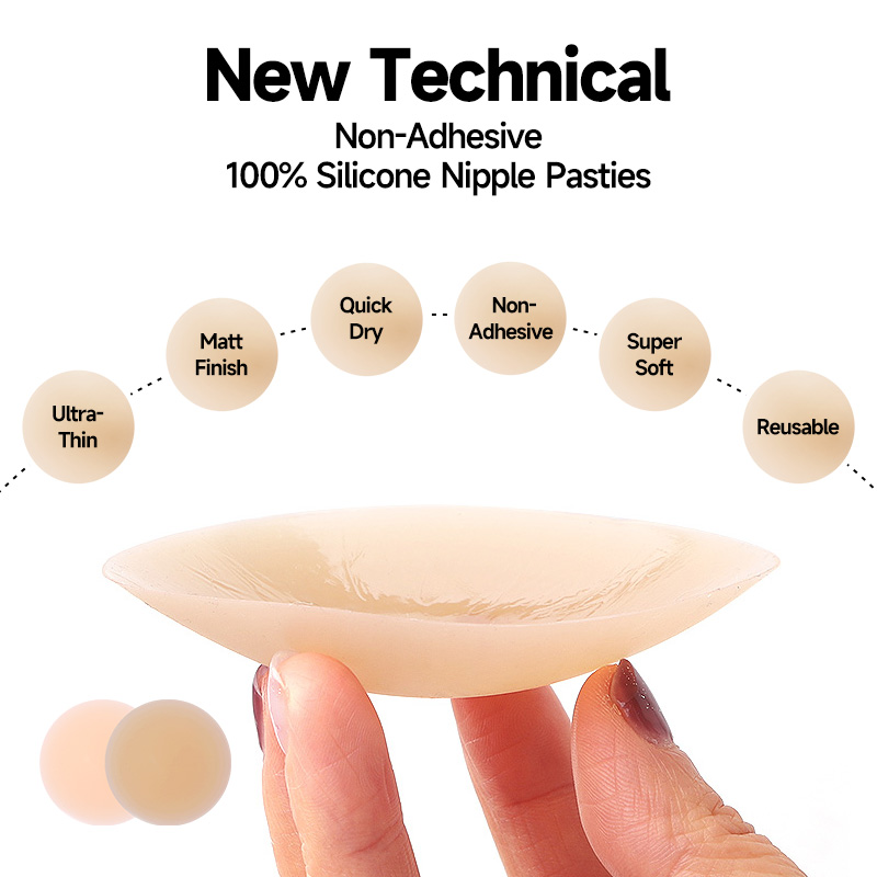  Sticky Adhesive Silicone Nipple Pasties - Reusable Pasty Nipple Covers for Women