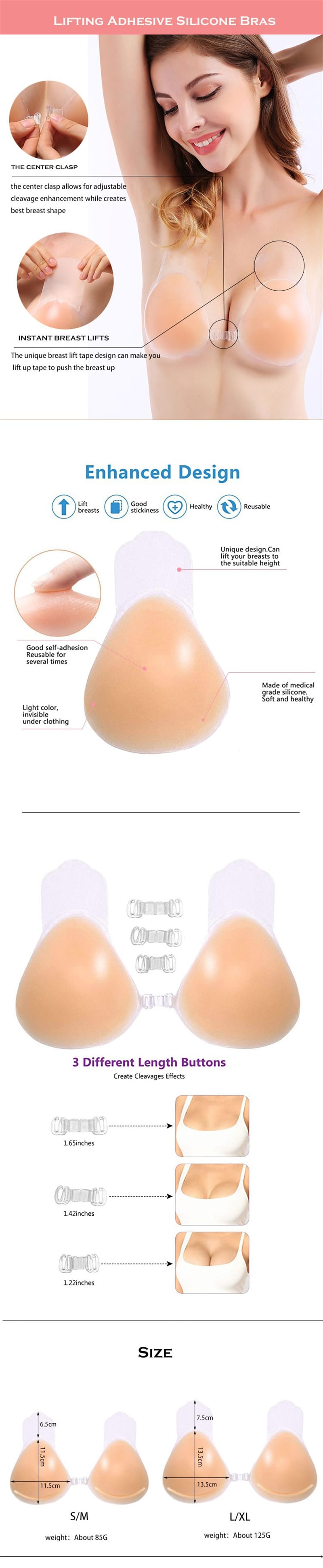 Push Up Strapless Backless Silicone Bra Self adhesive Stick On Gel Invisible Bras Adhesive Bra