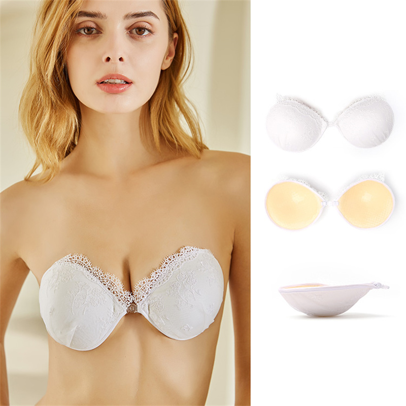 White Lace Charming Invisible Adhesive Bra Para sa Wed05